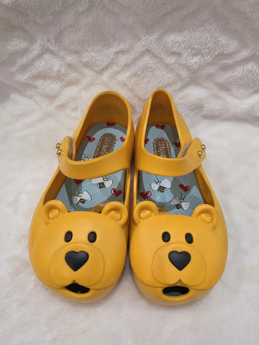 Mini Melissa Kids Sz 6 Toddler Yellow Winnie The Pooh Bear Mary Jane Shoes